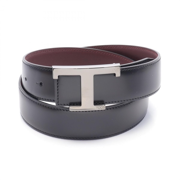 TOD'S Timeless belt MOD. XCMCQR55100HDL5 leather Black Bordeaux Used mens