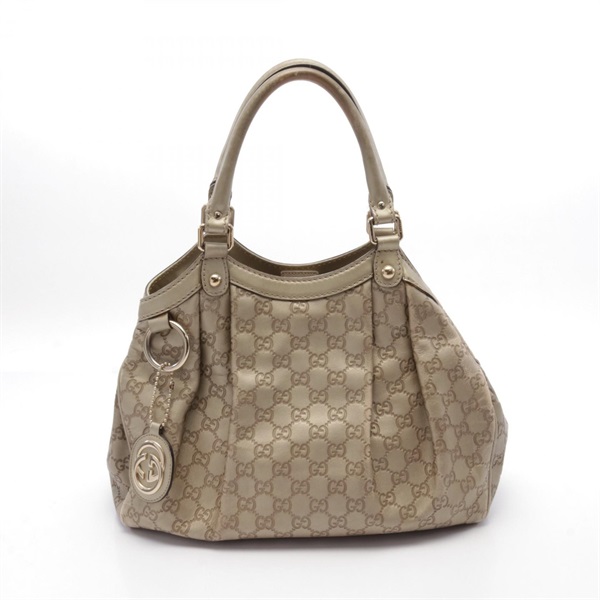 GUCCI Sukey Gucci Shima Hand bag 211944 leather Gold Used Women