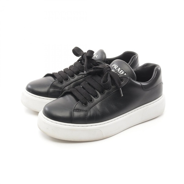 PRADA sneakers lace-up shoes #7.5 ZEG361 leather Black Used