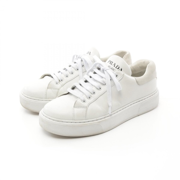 PRADA sneakers #7.5 shoes lace-up ZEG361 leather White Used