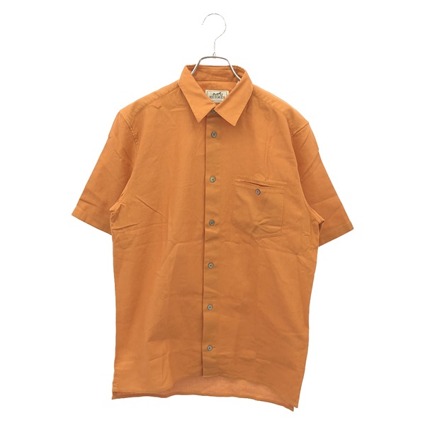 HERMES Short sleeve shirt cotton Brown Used Women size 39