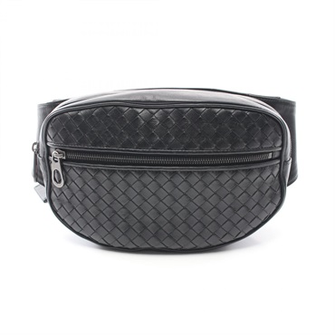 BOTTEGA VENETA Intrecciato Waist bag crossbody 520452 leather Black Used unisex