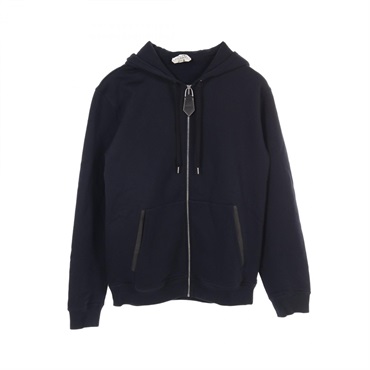 HERMES Hoodie L size knitwear cotton cashmere Navy Used