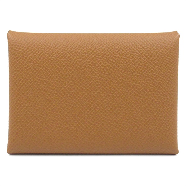 HERMES Calvi Duo Case Card holder W Epsom leather Brown Gold SHW
