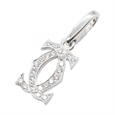 CARTIER 2C Charm Diamond Pendant Top 18KWG White Gold Used