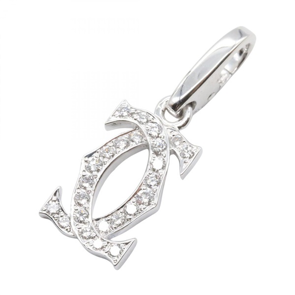 CARTIER 2C Charm Diamond Pendant Top 18KWG White Gold Used