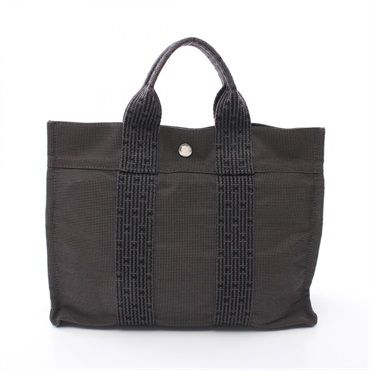 HERMES Herline PM Tote Hand Bag Nylon canvas Gray Used Women SHW