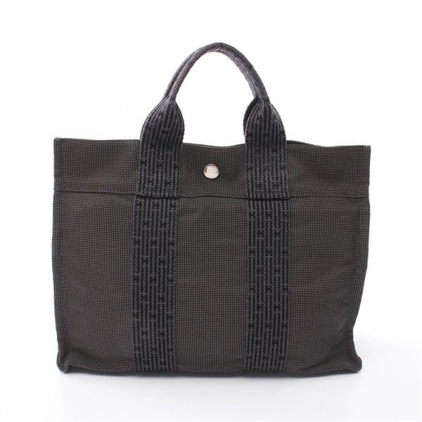 HERMES Herline PM Tote Hand Bag Nylon canvas Gray Used Women SHW