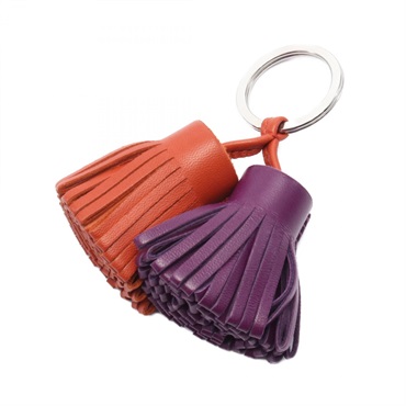 HERMES Carmen Unodos charm Agneau milo Carnelian violet Used SHW