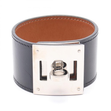 HERMES Kelly dog Bracelet bangle 16cm Box calf leather SS natural Black used