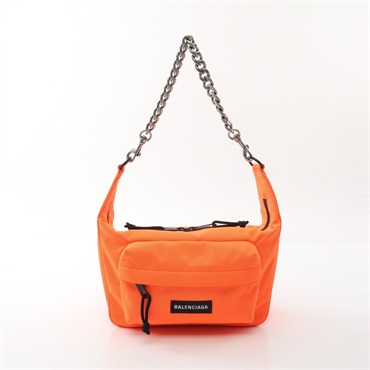 BALENCIAGA RAVER Medium Chain Shoulder Bag 741080 2AACN canvas Orange Used Women
