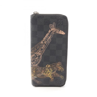 LOUIS VUITTON Zippy Vertical long wallet N64606 Damier graphite canvas Black LV