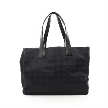 CHANEL New Travel Line MM Tote Bag A15991 leather Nylon canvas Black Used Women