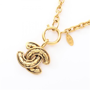 CHANEL COCO Mark Necklace pendant Gold Plated Used 57cm women CC