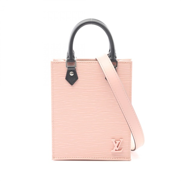 LOUIS VUITTON Petit Sac Plat Shoulder Handbag M69575 Epi Leather Black Pink Used