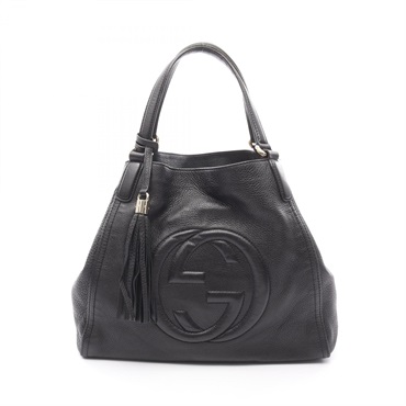 GUCCI Soho Cellarius Interlocking G Tote Bag 282309 leather Black Used Women