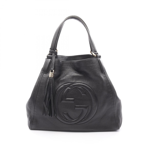 GUCCI Soho Cellarius Interlocking G Tote Bag 282309 leather Black Used Women