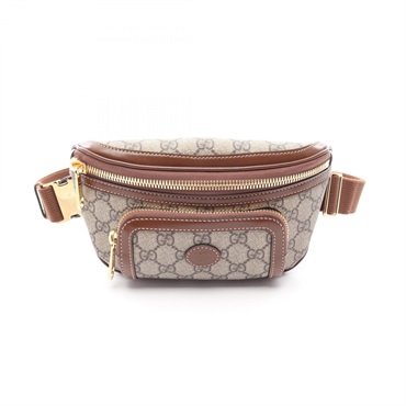 GUCCI interlocking G Belt bag 682933 canvas leather Beige Brown Used crossbody