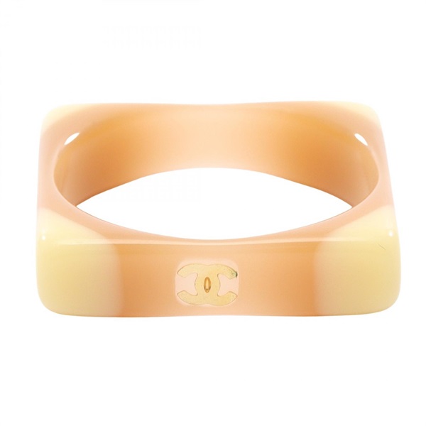 CHANEL CC Logo Ring Plastic Beige Size 7.5 Used Women COCO Mark