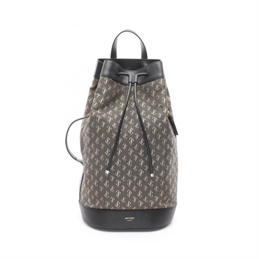 JIMMY CHOO EVAN BACKPACK RAU Bag leather Nylon canvas Black Used unisex