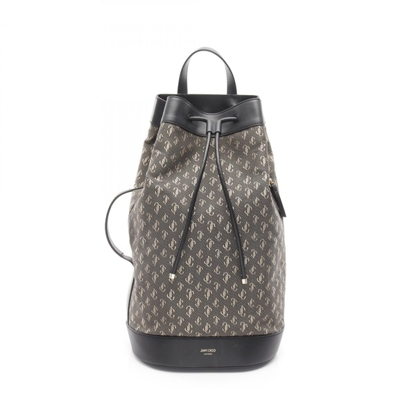 JIMMY CHOO EVAN BACKPACK RAU Bag leather Nylon canvas Black Used unisex
