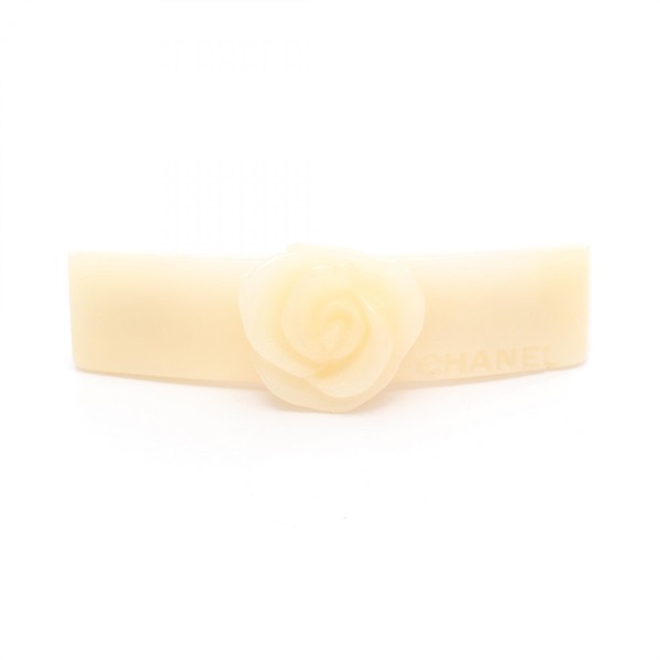 CHANEL Camelia Valletta Plastic White Used Women COCO CC