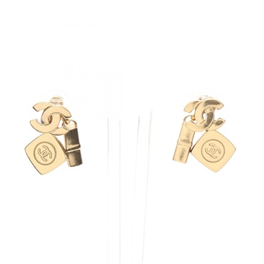 CHANEL COCO Mark Pierced earrings Gold Plated Used women CC