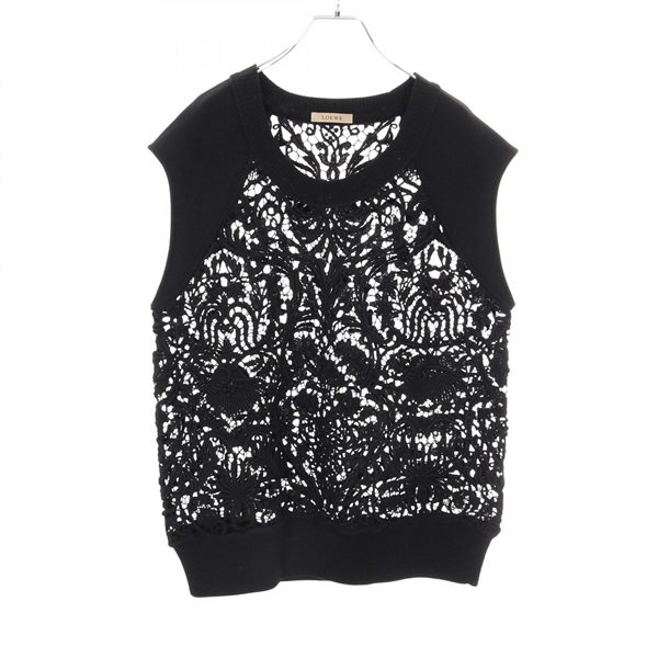 LOEWE Knit Vest Sweater Wool cashmere Black Size 46 Used Women