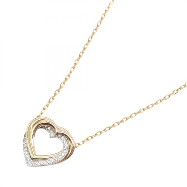 CARTIER Trinity Heart Necklace Pendant 18KYG 18KRG Diamond Used 38~40.5cm