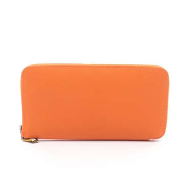 HERMES Azap long silk in wallet Epsom leather Orange Used Women M SHW