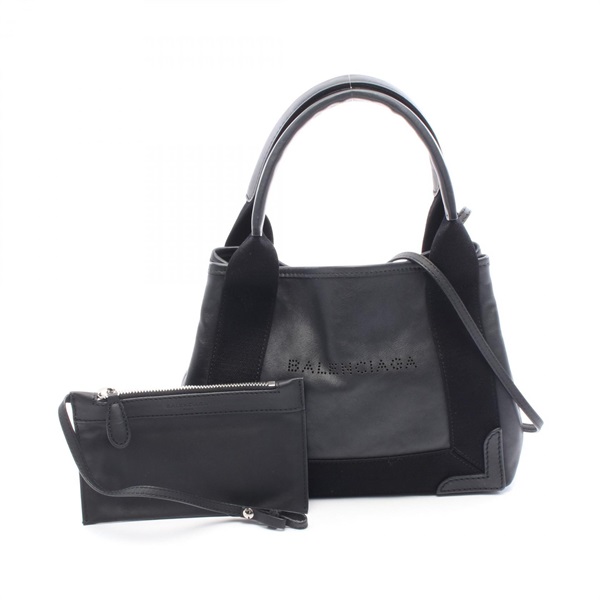 BALENCIAGA Navy Cabas XS shoulder crossbody Handbag 390346 leather Black Used