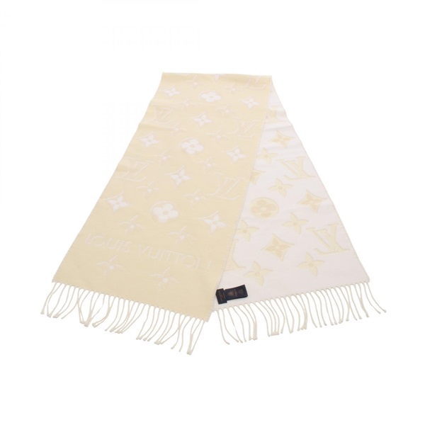 LOUIS VUITTON LV Essential Shine Scarf M78897 wool Yellow White Used Women
