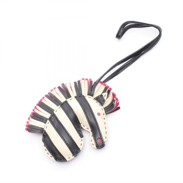 HERMES GeeGee Savannah charm Agneau milo leather Beige Black Pink Used Women Z