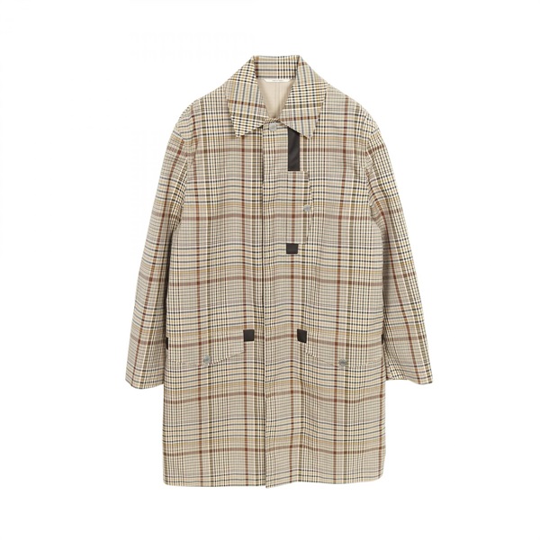 HERMES Sellier button Soutien collar coat jacket wool cotton Beige size 46 mens