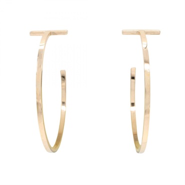 TIFFANY＆CO T-wire Hoop Large Pierced earrings 18KPG Pink Rose Gold Used women