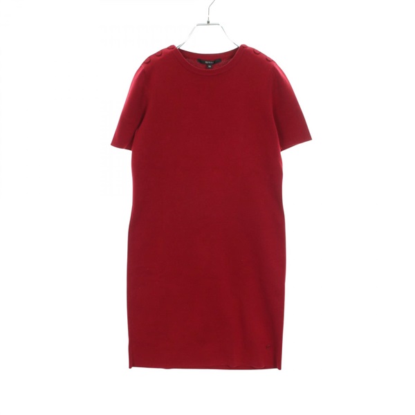 GUCCI Double G Short Sleeve Dress 340513 cotton Red #XS Used Women