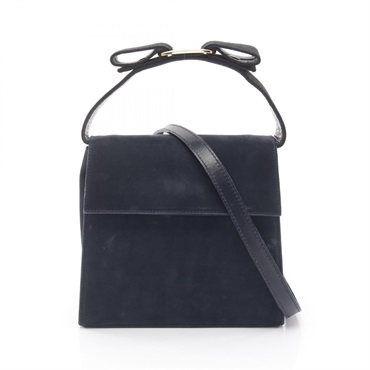 Salvatore Ferragamo Vara ribbon crossbody shoulder Handbag 21 3104 Suede Navy