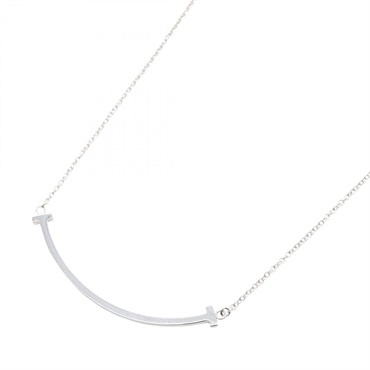 TIFFANY＆CO T Smile Necklace Pendant Small 18KWG White Gold Used Women