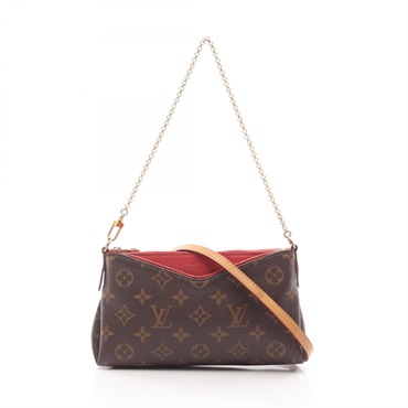 LOUIS VUITTON Pallas Clutch Shoulder Handbag M41638 Monogram canvas Red Used