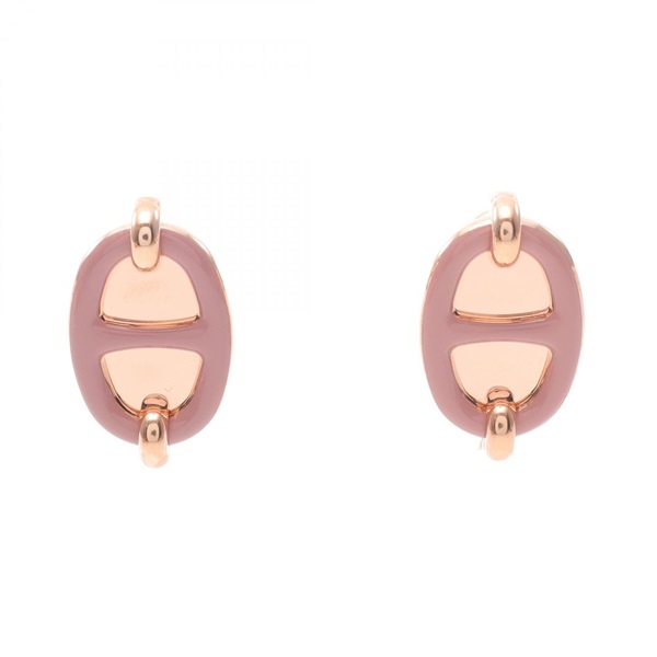 HERMES Mini Mylon Rose Beaute Pierced earrings Gold Plated Pink Used
