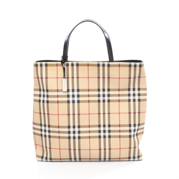 BURBERRY Nova Check Hand Tote Bag canvas leather Beige Multicolor Used Women