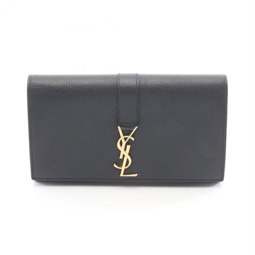 SAINT LAURENT PARIS YSL logo Bifold long purse wallet 414567 leather Black Used