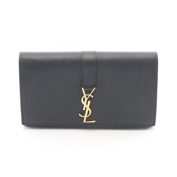 SAINT LAURENT PARIS YSL logo Bifold long purse wallet 414567 leather Black Used