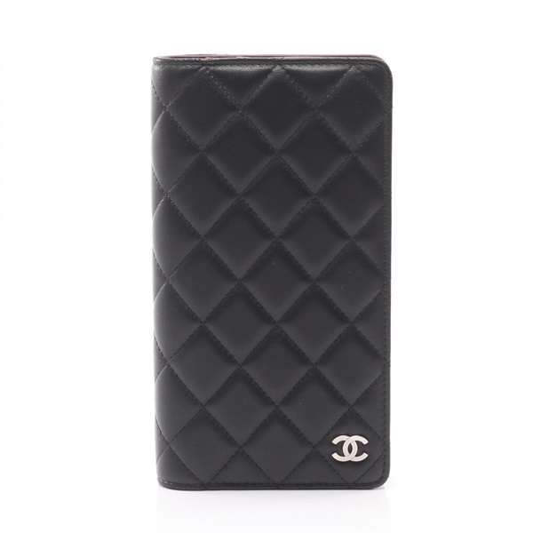 CHANEL Matelasse Notebook planner cover Lambskin leather Black SHW Used Women CC