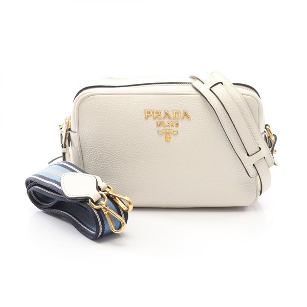 PRADA VIT DAINO Shoulder Crossbody Bag 1BH082 leather White Used Women