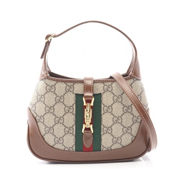 GUCCI Jackie 1961 GG Supreme Shoulder Handbag 637092 canvas Beige Brown Used