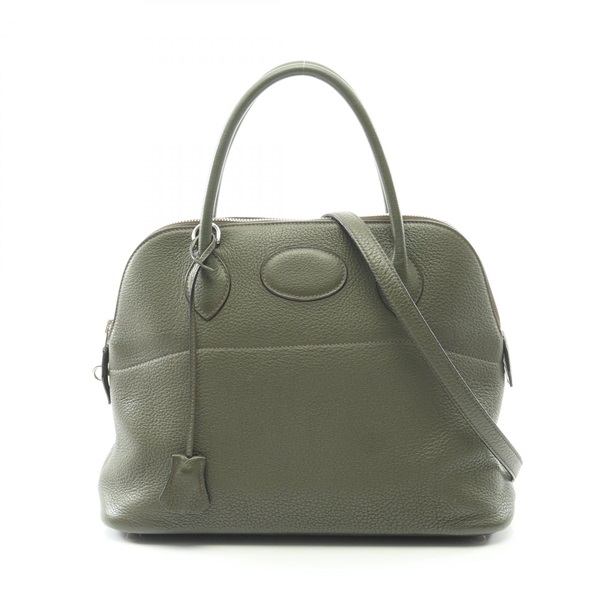 HERMES Bolide31 Shoulder Handbag Clemence leather Khaki Vert Olive Used L SHW
