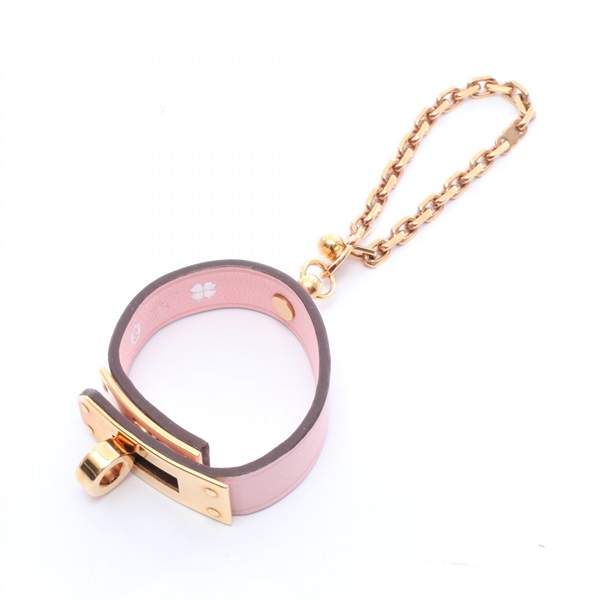 HERMES Kelly Bag Charm Globe Holder leather Pink GHW Used Women