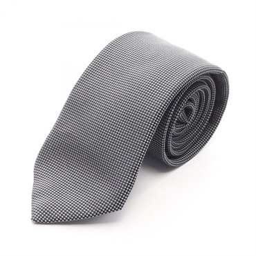 HERMES Tie Silk Black Gray Used mens