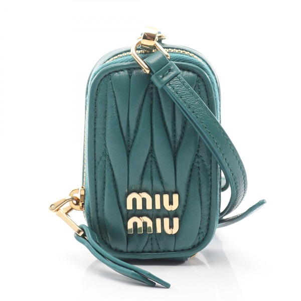 Miu Miu MATELASSE'MIU Matelasse Pouch 5TT172 leather Green GHW Women